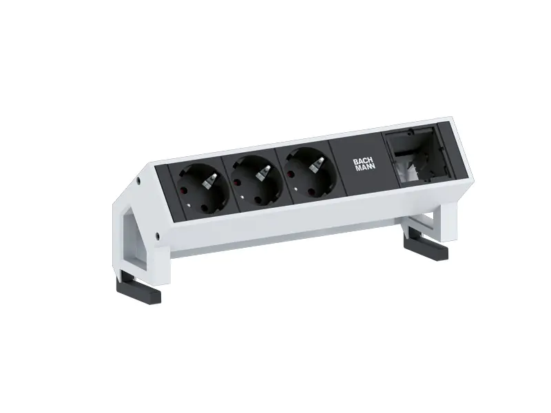 Bachmann DESK 2 - Steckdosenleiste - Eingabe, Eingang GST18 - Ausgangsanschlüsse: 3 - 20 cm - Schwarz, Silber