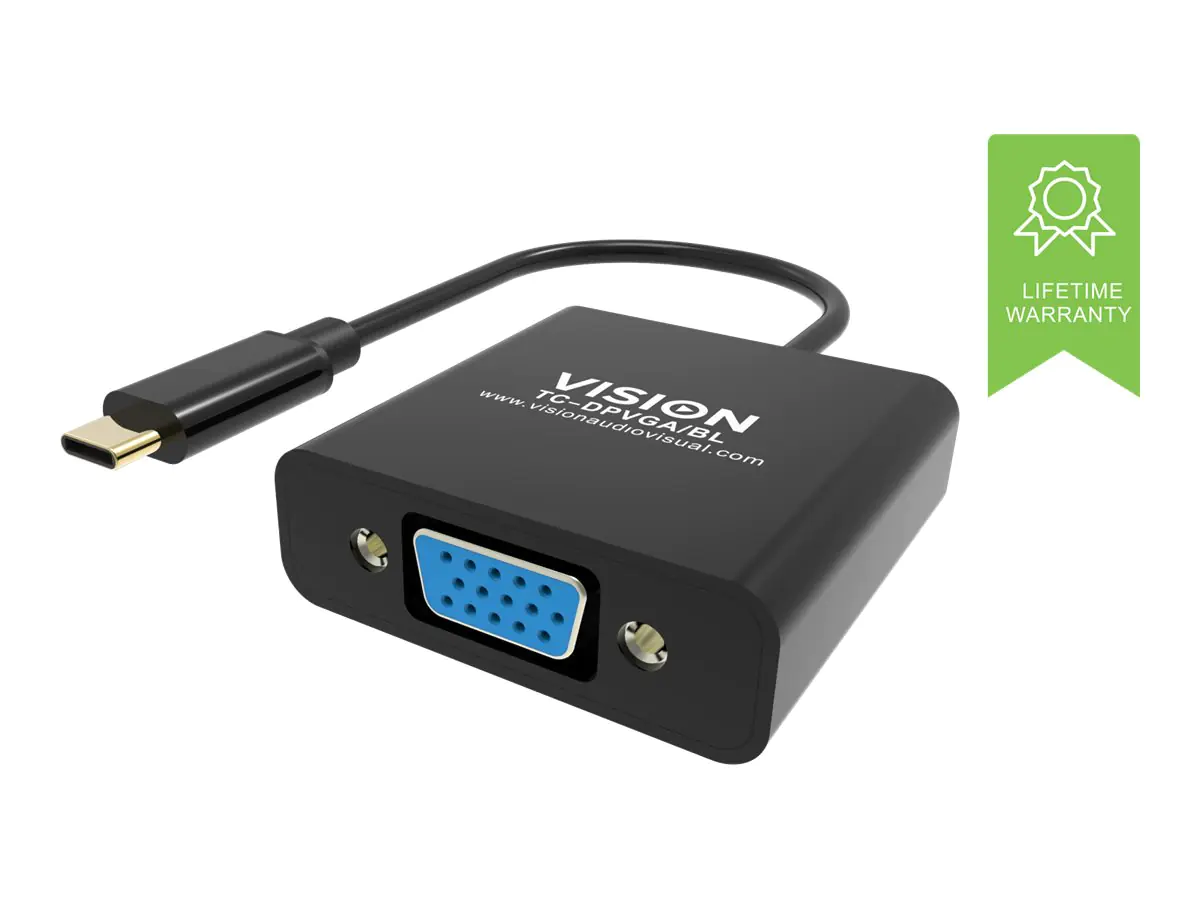 VISION - Videoadapter - 24 pin USB-C männlich zu HD-15 (VGA) weiblich - Schwarz - 1080p-Unterstützung VISION - Videoadapter - 24 pin USB-C männlich zu HD-15 (VGA) weiblich - Schwarz - 1080p-Unterstützung