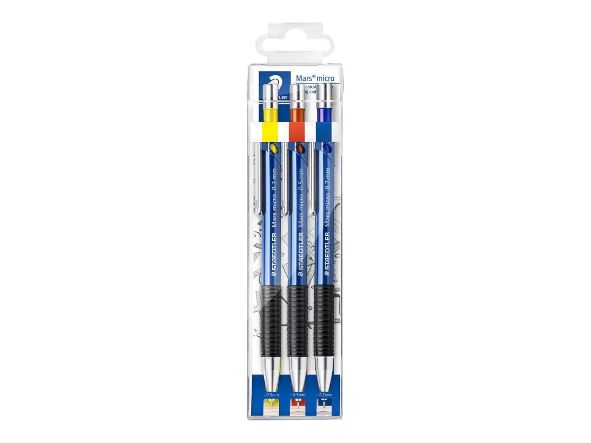 STAEDTLER Mars micro 775 - Druckbleistift - B - verstellbar - mit Radierer (Packung mit 3) 775 SC WP3