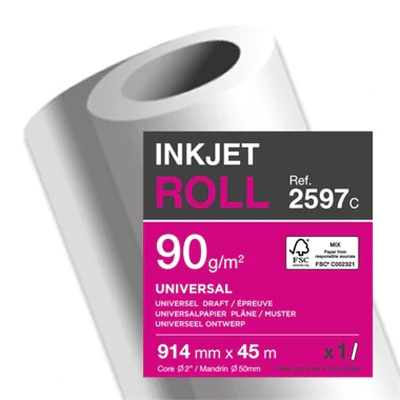 Clairefontaine Inkjetplotterpapier UNIVERSAL 914 mm x 45 m (B x L) 90g/m² hochweiß