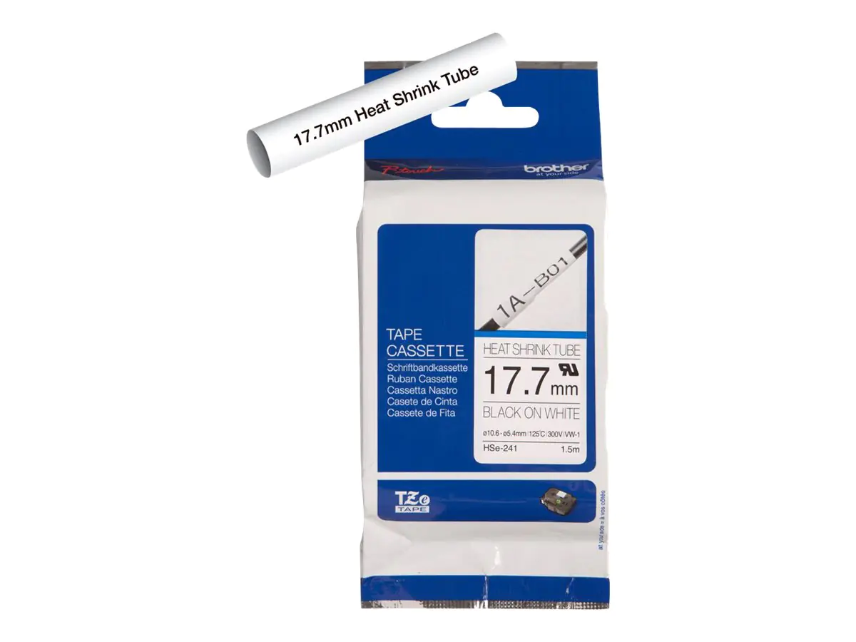 Brother HSe-241 - Schwarz auf Weiß - Rolle (1,8 cm x 1,5 m) 1 Rolle(n) Rohr - für P-Touch PT-D600, D800, E500, E550, E800, H101, P750, P900, P950; P-Touch EDGE PT-P750