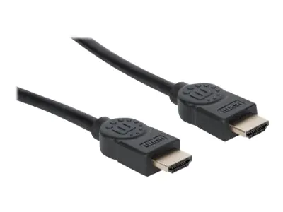 Manhattan HDMI Cable with Ethernet, 8K@60Hz (Ultra High Speed), 2m, Male to Male, Black, 4K@120Hz, Ultra HD 4k x 2k, Fully Shielded, Gold Plated Contacts, Lifetime Warranty, Polybag - Ultra High Speed - HDMI-Kabel - HDMI männlich zu HDMI männlich - 2 m -