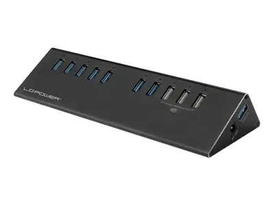LC Power LC-HUB-ALU-2B-10 - Hub - 7 x SuperSpeed USB 3.0 + 3 x SuperSpeed USB 3.0 (laden) - Desktop