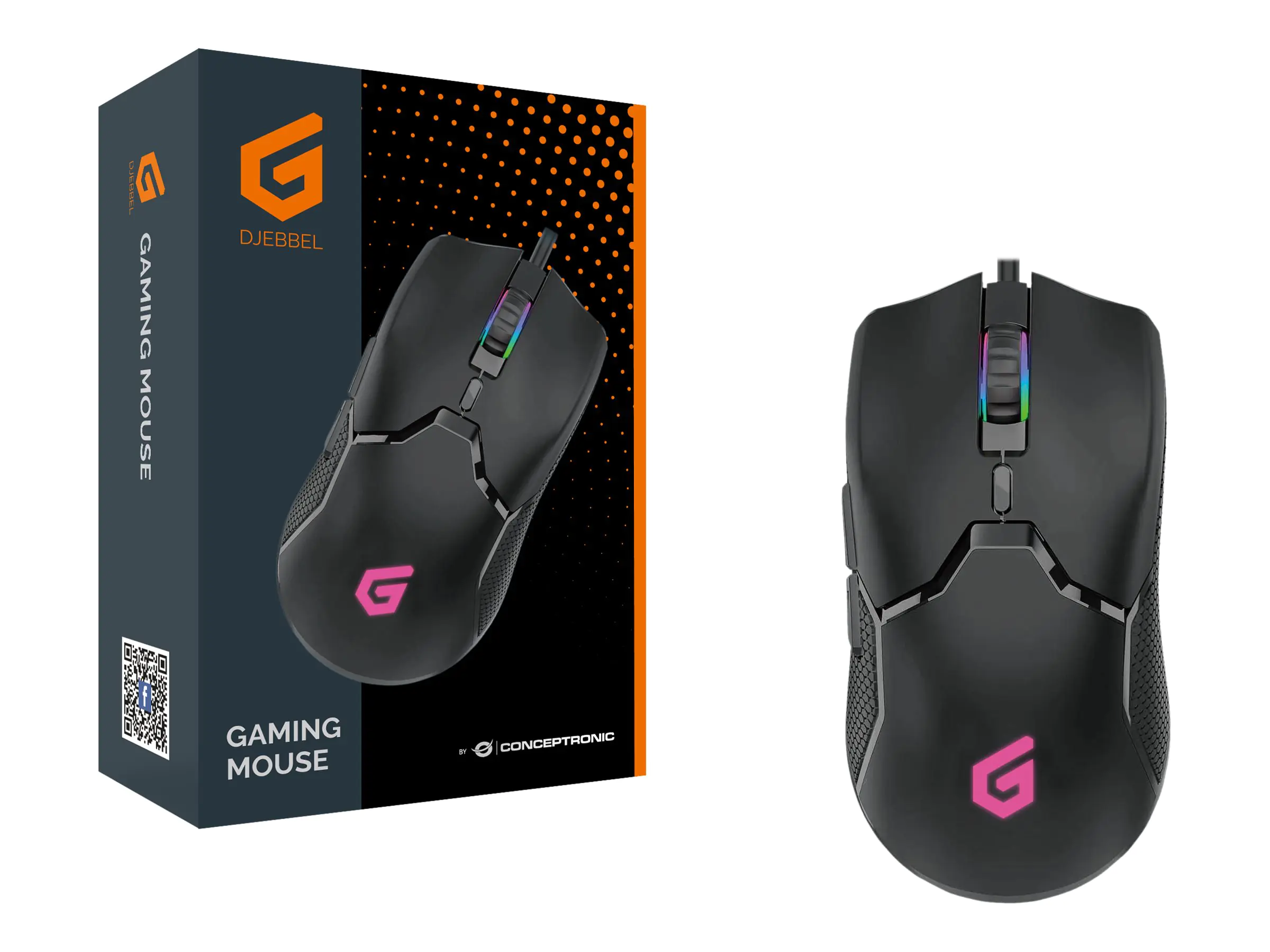 Conceptronic DJEBBEL05B 6D - Maus - ergonomisch - Für Rechtshänder - optisch - 6 Tasten - kabelgebunden - USB 2.0 - Schwarz
