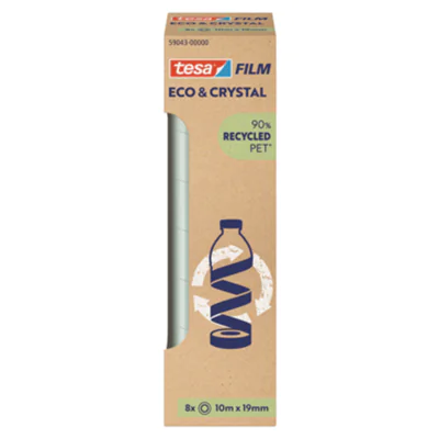 Tesa Eco & Crystal, Transparent, Einfarbig, Polyethylenterephthalat, Permanent, 10 m, 19 mm 59043-00000-00