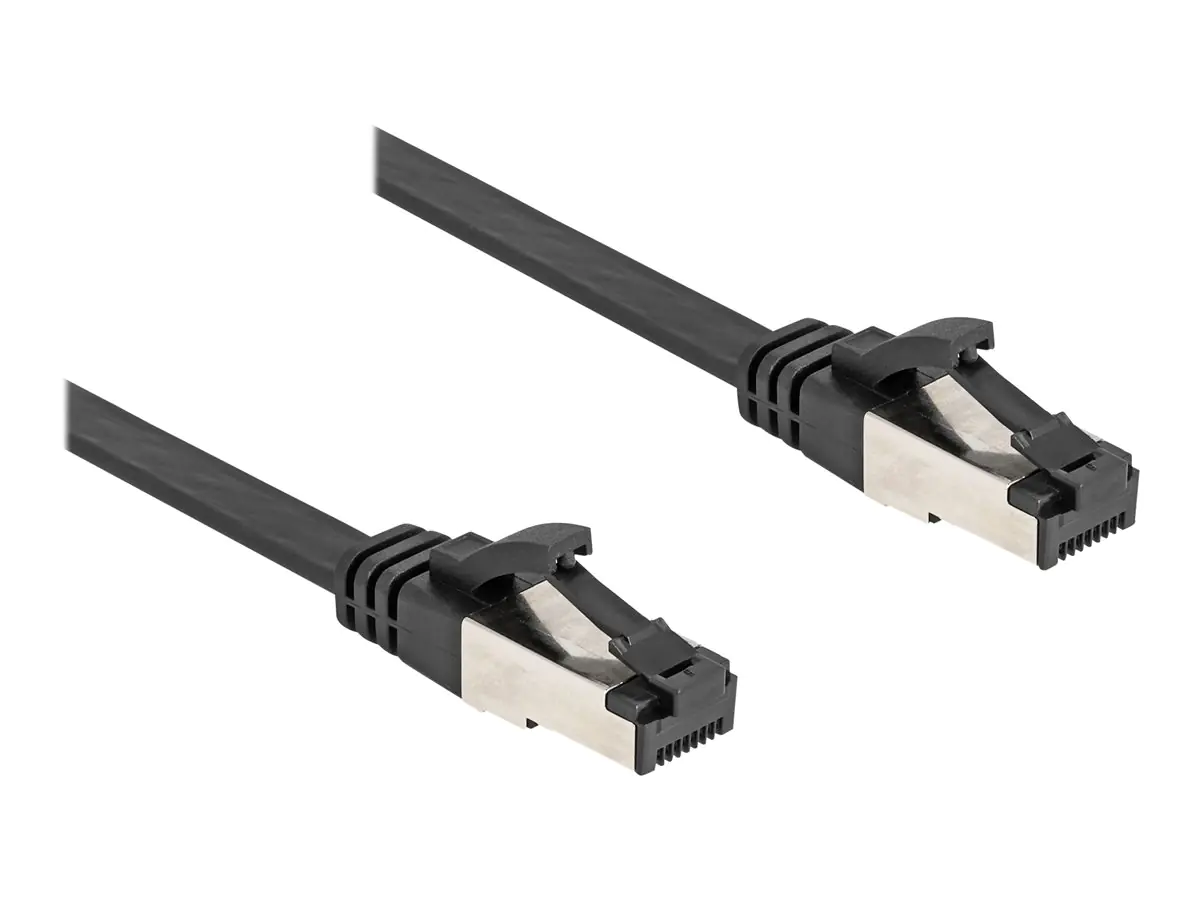 Delock - Patch-Kabel - RJ-45 (M) zu RJ-45 (M) - 25 cm - U/FTP - CAT 8.1 - ohne Haken, flach - Schwarz