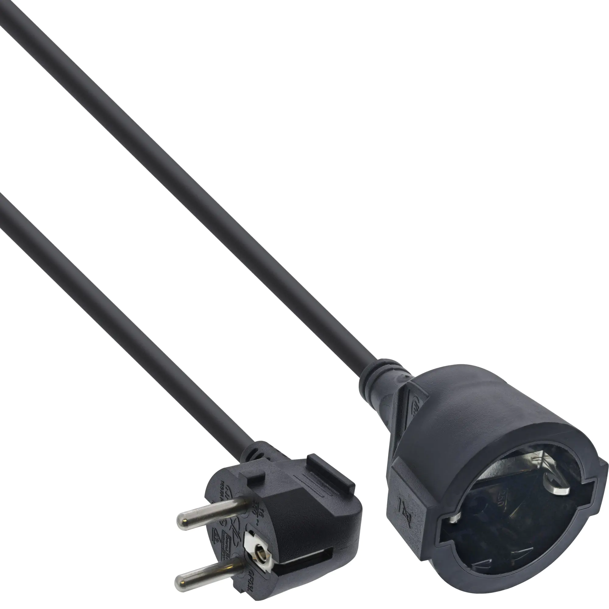 InLine - Spannungsversorgungs-Verlängerungskabel - Typ F (M) gewinkelt zu Typ F (W) - Wechselstrom 230 V - 2 m - Schwarz InLine - Spannungsversorgungs-Verlängerungskabel - Typ F (M) gewinkelt zu Typ F (W) - Wechselstrom 230 V - 2 m - Schwarz