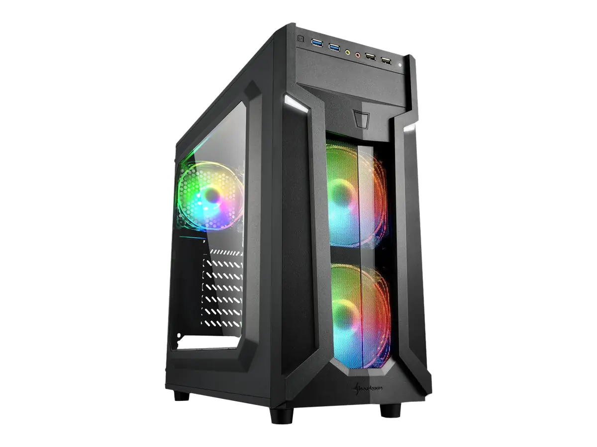 Sharkoon VG6-W RGB - Tower - ATX - Seitenteil mit Fenster (Acryl) - keine Spannungsversorgung - USB/Audio