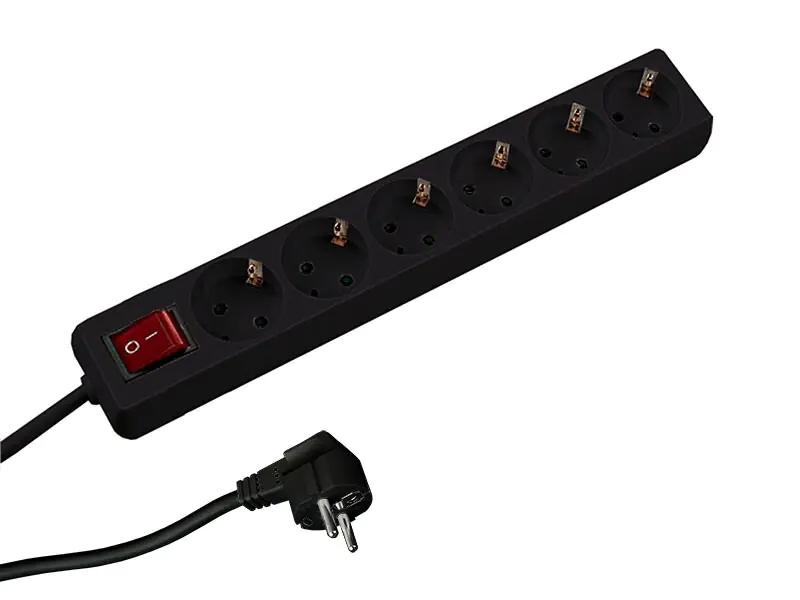 Bachmann SELLY Steckdosenleiste, 6-fach schwarz, mit Schalter, 1,5m