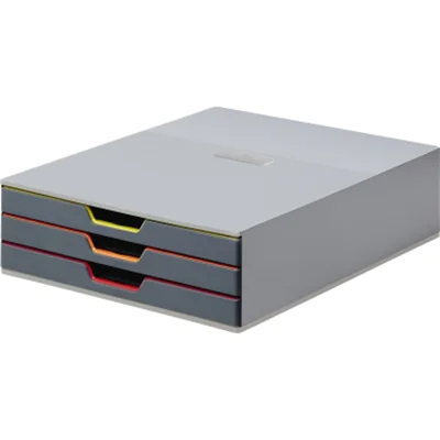 DURABLE Schubladenbox VARICOLOR 3 760327 3Schubfächer grau/farbig DURABLE Schubladenbox VARICOLOR 3 760327 3Schubfächer grau/farbig