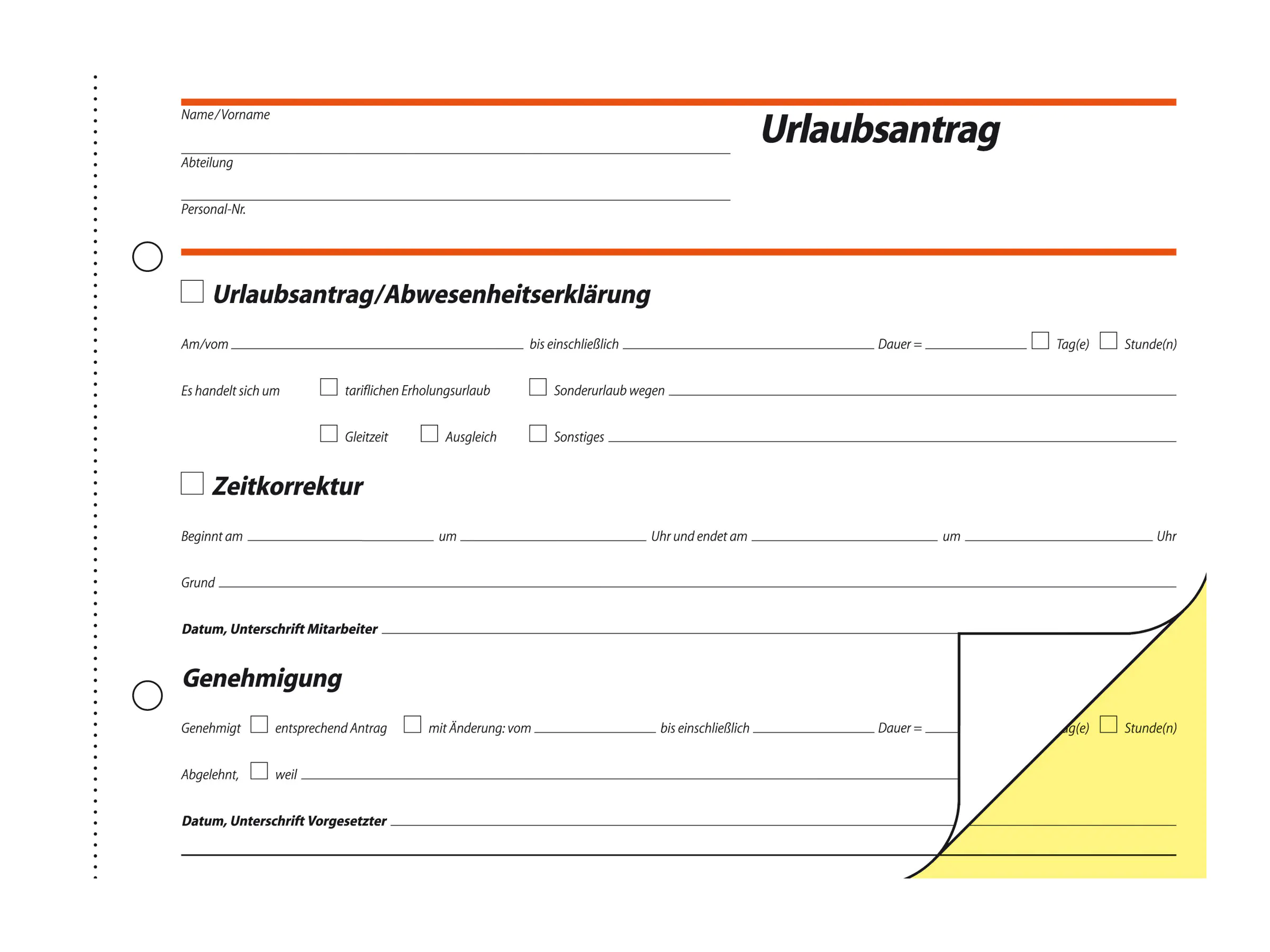 Sigel Formular für Urlaubsantrag - 40 Blatt - A5 (148 x 210 mm) SD045