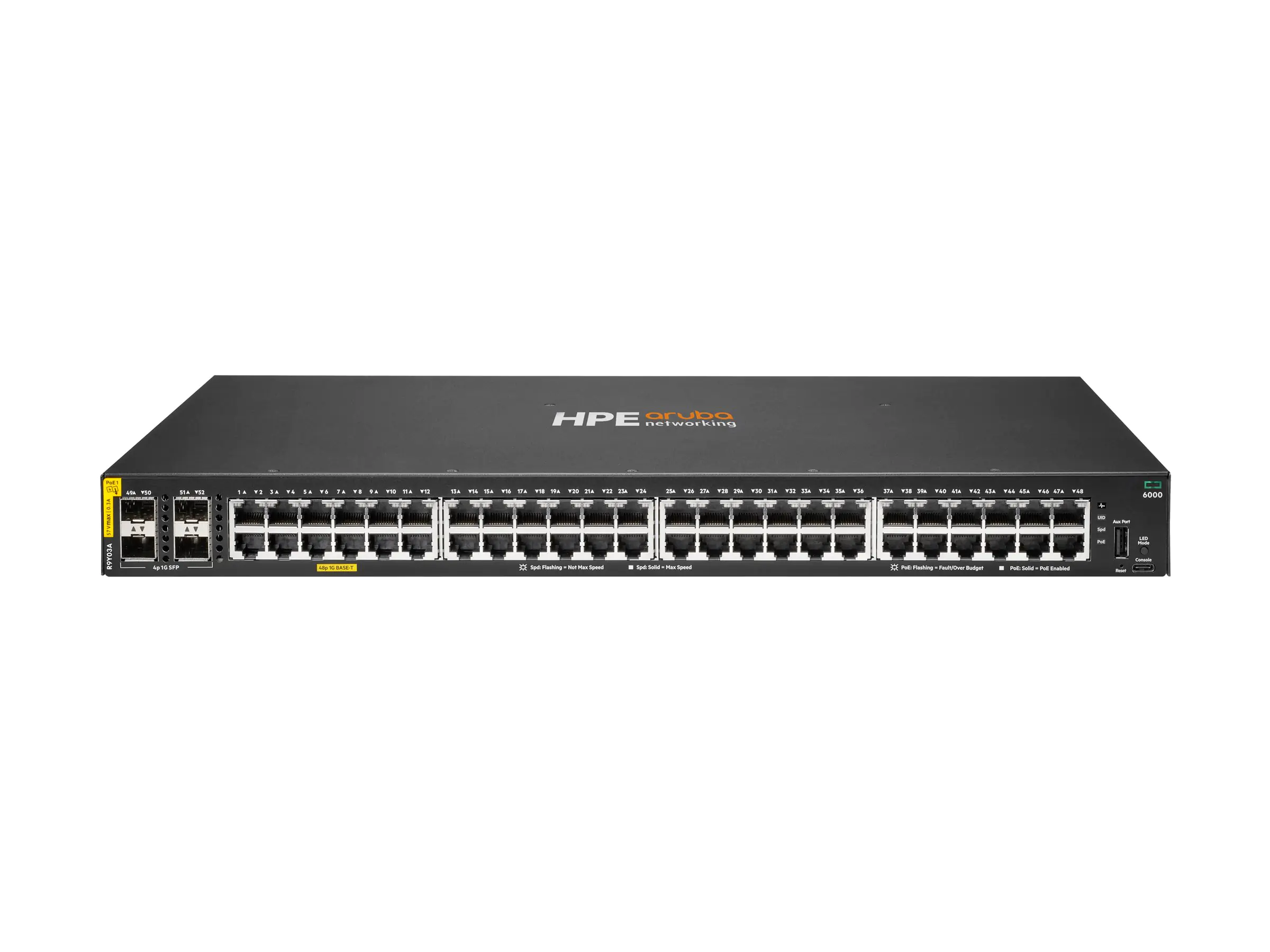 HPE Aruba Networking CX 6000 48G Class4 PoE 4SFP 740W Switch - Switch - L3 - managed - 48 x 10/100/