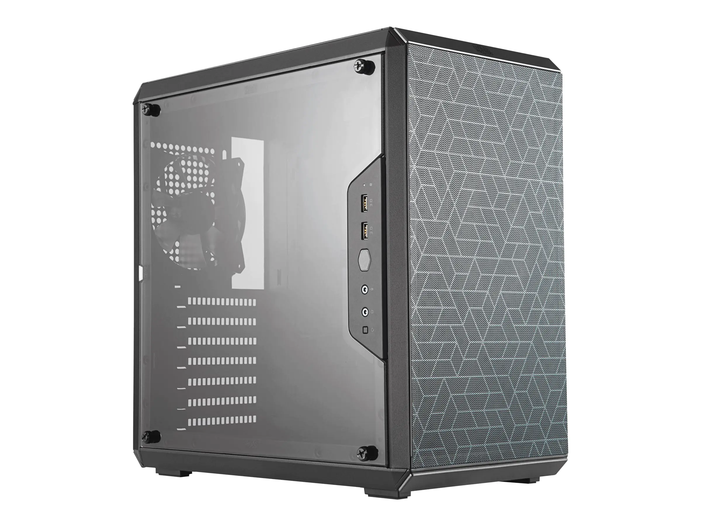 CoolerMaster MasterBox Q500L - Tower - ATX - Seitenteil mit Fenster (Acryl) - keine Spannungsversorgung (ATX / PS/2) - Schwarz - USB/Audio