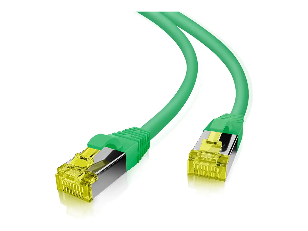 Helos - Patch-Kabel - RJ-45 (M) zu RJ-45 (M) - 1 m - 6 mm - SFTP, PiMF - CAT 7 (Kabel) / CAT 6a (Anschlüsse) - geschirmt, halogenfrei, geformt, ohne Haken, verseilt, Knickschutzmanschette - Rot Helos - Patch-Kabel - RJ-45 (M) zu RJ-45 (M) - 1 m - 6 mm - SFTP, PiMF - CAT 7 (Kabel) / CAT 6a (Anschlüsse) - geschirmt, halogenfrei, geformt, ohne Haken, verseilt, Knickschutzmanschette - Rot