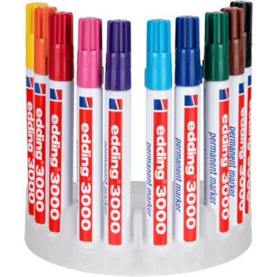 EDDING 3000 - Marker - permanent - gemischte Farben - 1.5-3 mm (Packung mit 10) 4-3000-10