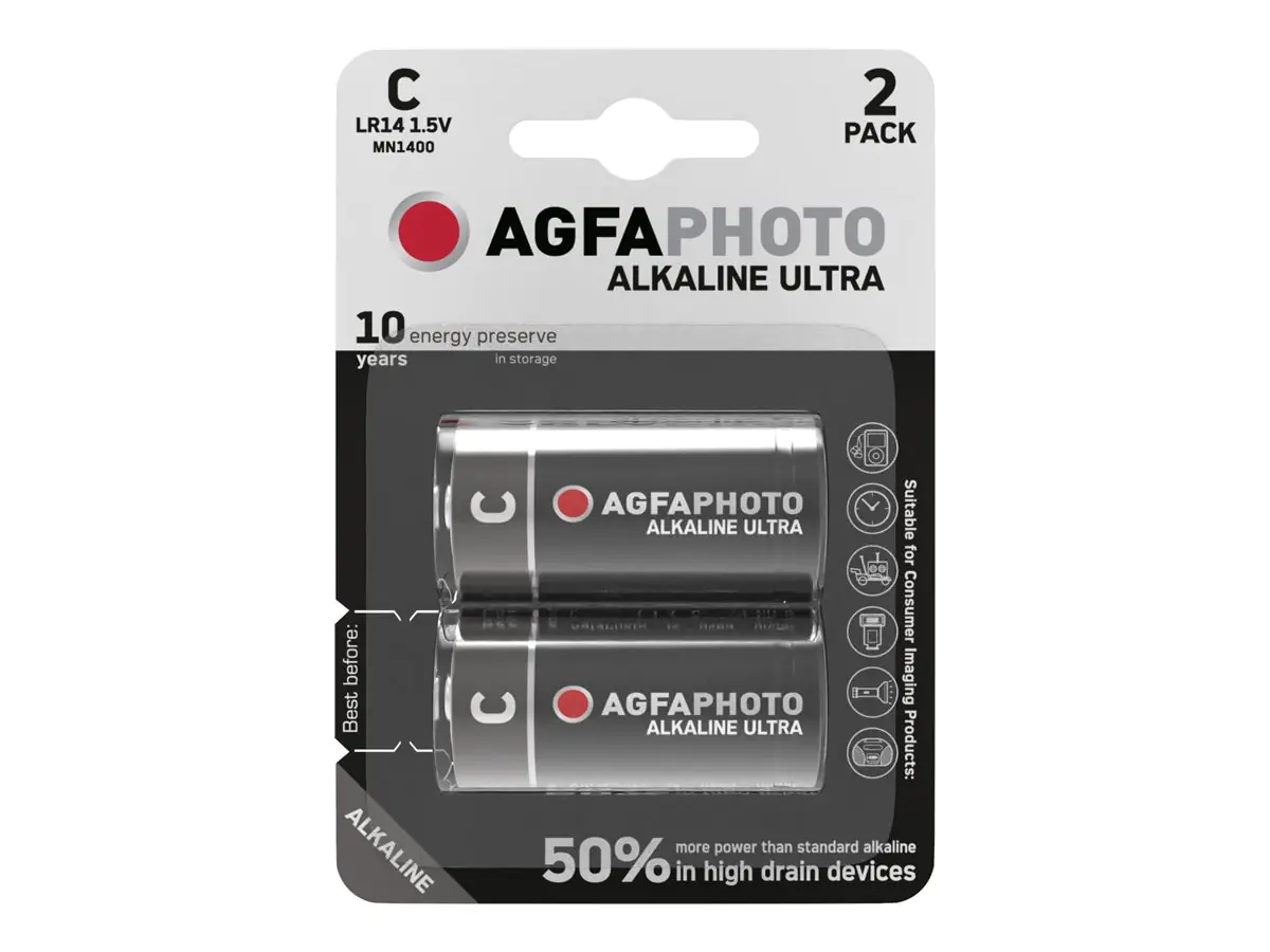 AGFAPhoto Ultra LR14 Baby C -Batterie Alkali-Mangan 1.5 V 2 St.