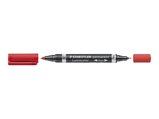 STAEDTLER Lumocolor duo - Doppelspitzenfilzstift - permanent - Schwarz, Rot, Blau, Grün - 1.5 mm / 0.6 mm - Mittel / fein (Packung mit 4) 348WP4