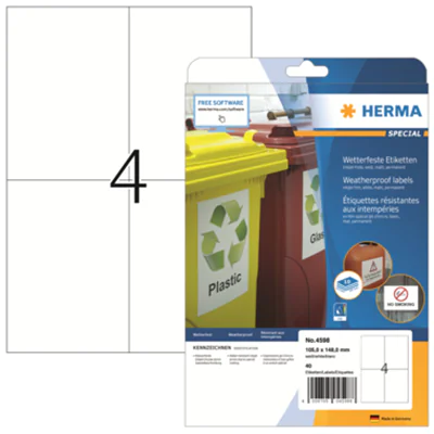 HERMA Etikett 4598 105x148mm ws 40 St./Pack. HERMA Etikett 4598 105x148mm ws 40 St./Pack.