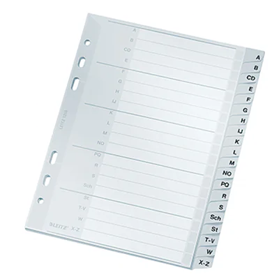 Leitz Register 12650000 A-Z DIN A5 16,5x21cm 20Bl. PP grau