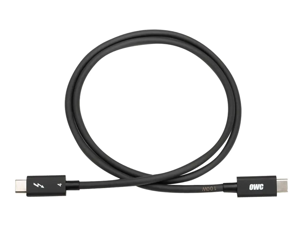 OWC - USB-Kabel - 24 pin USB-C (M) zu 24 pin USB-C (M) - Thunderbolt 3 / Thunderbolt 4 - 20 V - 5 A - 72 cm - 8K Unterstützung, USB-Stromversorgung (100 W) - Schwarz
