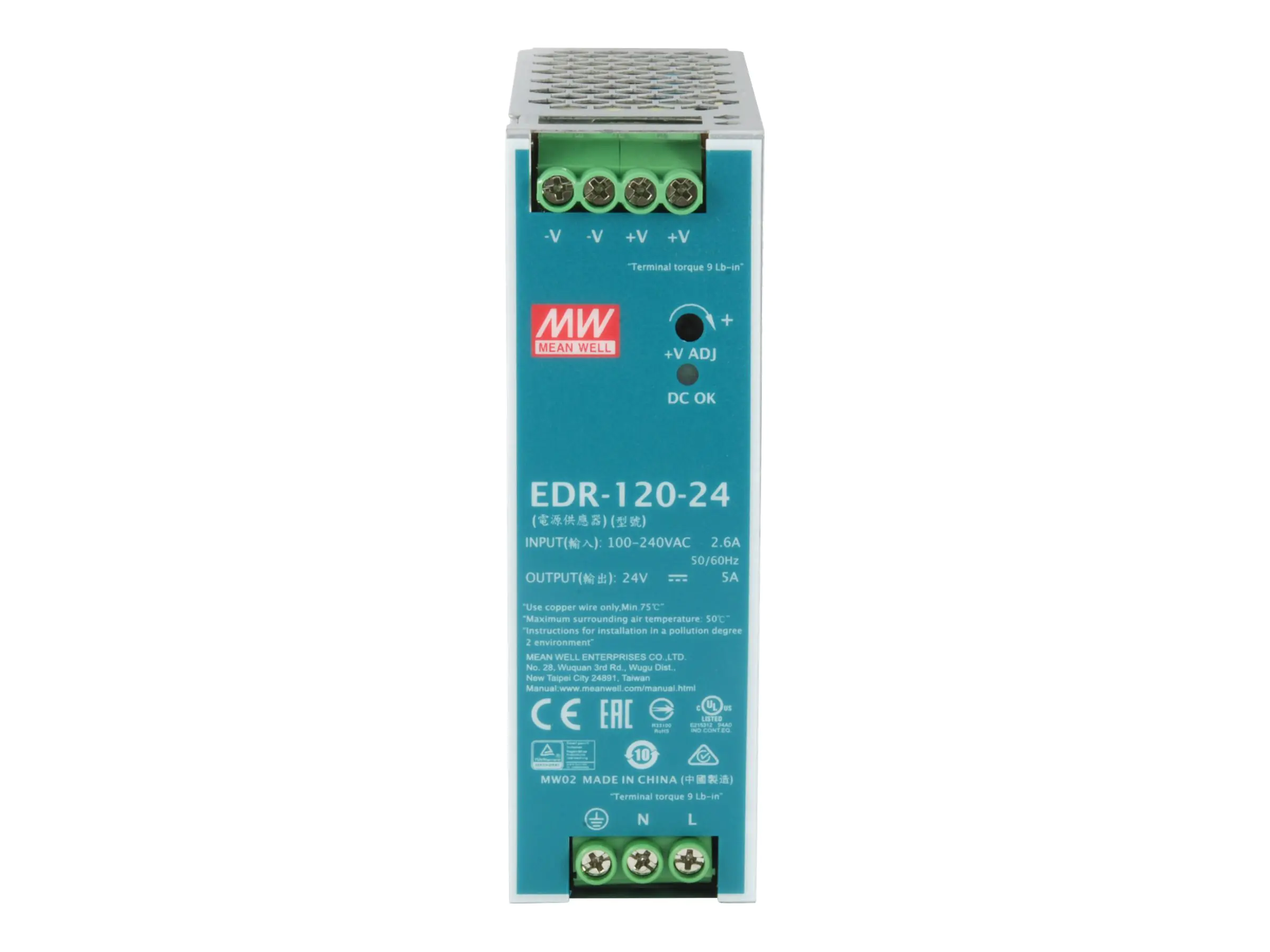 LevelOne POW-2441 - Netzteil (DIN-Schienenmontage möglich) - AC 90 - 264 / DC 127 - 370 V - 120 Watt