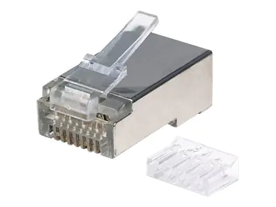 Intellinet 90er-Pack Cat6 RJ45-Modularstecker, STP, 2-Punkt-Aderkontaktierung, für Litzendraht, 90 Stecker im Becher - Netzwerkanschluss - RJ-45 (M) - STP - CAT 6 - verseilt (Packung mit 90)