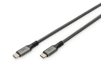 DIGITUS - USB-Kabel - 24 pin USB-C (M) zu 24 pin USB-C (M) - USB4 - 1 m - unterstützt 4K 60 Hz (3840 x 2160), unterstützt 8K 60 Hz (7680 x 4320), unterstützt 5K 60 Hz (5120 x 2880) - Schwarz