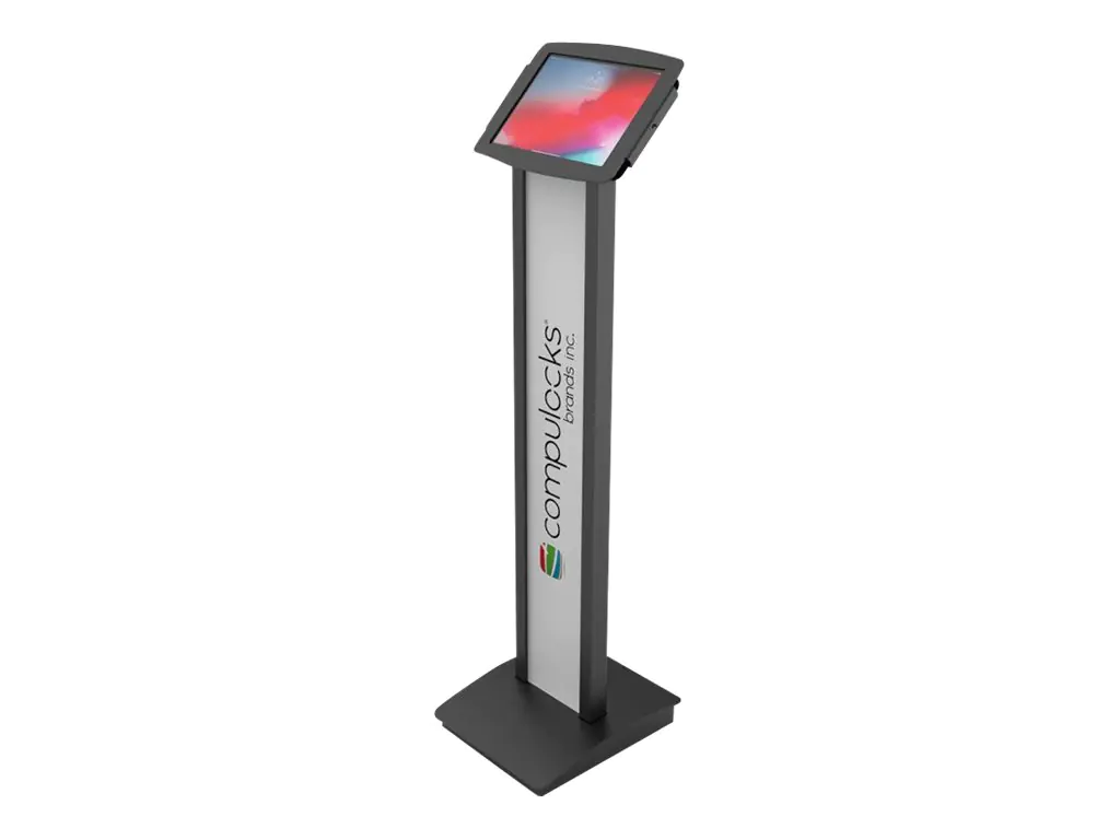 Compulocks iPad Pro 12.9" (3-6th Gen) Space Enclosure Brandable Floor Stand - Aufstellung (Bodenständer, Gehäuse, Montageset, 2 Schlüssel) - für Tablett - verriegelbar - hochwertiges Aluminium - Schwarz - Bildschirmgröße: 32.8 cm (12.9") - Bodenaufstellun
