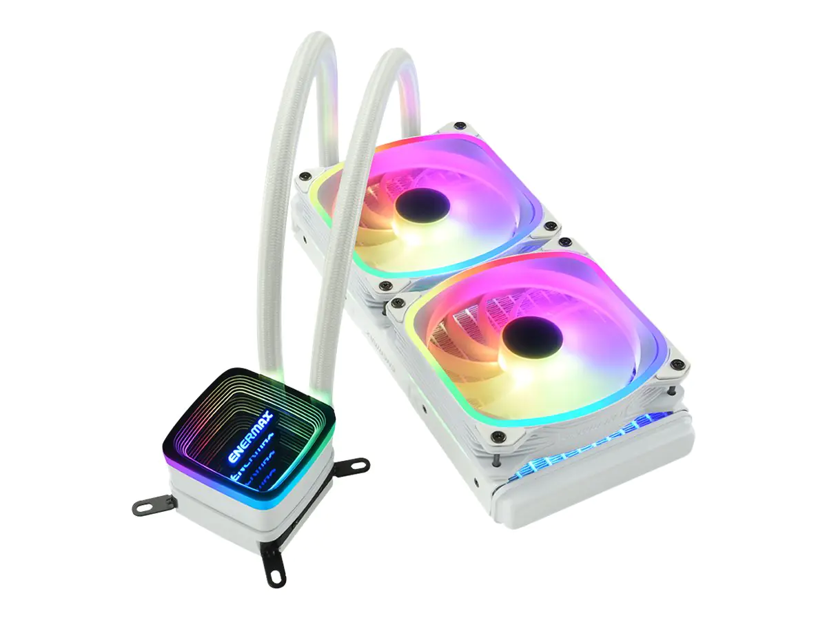 Enermax Aquafusion ADV series ELC-AQFA240-SQA-W - Prozessor-Flüssigkeitskühlsystem - 240 mm cpu-Flüssigkeitskühler - (für: LGA1366, AM3+, LGA2011, FM1, FM2+, LGA2011-3, AM4, LGA2066, LGA1200, LGA1700, AM5, LGA115x Socket) - Kupfer-Kälteplatte - 120 mm - w