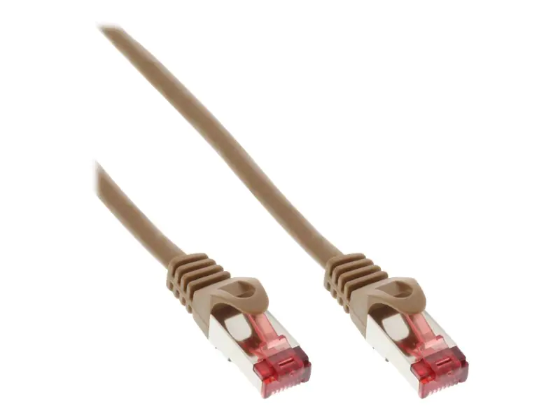 InLine - Patch-Kabel - RJ-45 (M) zu RJ-45 (M) - 25 cm - SSTP-Kabel - CAT 6 - geformt - braun