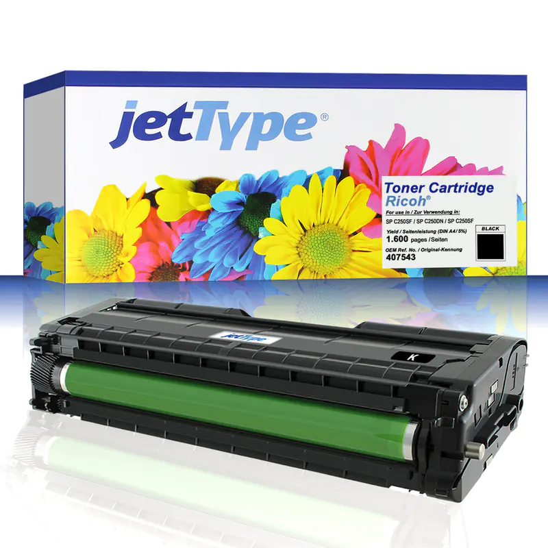 jetType Toner kompatibel zu Ricoh 407543 Schwarz 1.600 Seiten 1 Stück jetType Toner kompatibel zu Ricoh 407543 Schwarz 1.600 Seiten 1 Stück