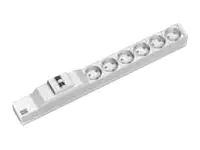 Bachmann - Steckdosenleiste (Rack - einbaufähig) - Eingabe, Eingang CEE 7/4 - Ausgangsanschlüsse: 6 (CEE 7/4) - 1U - 48.3 cm (19") - 2 m Schnur - Deutschland - Hellgrau, RAL 7035