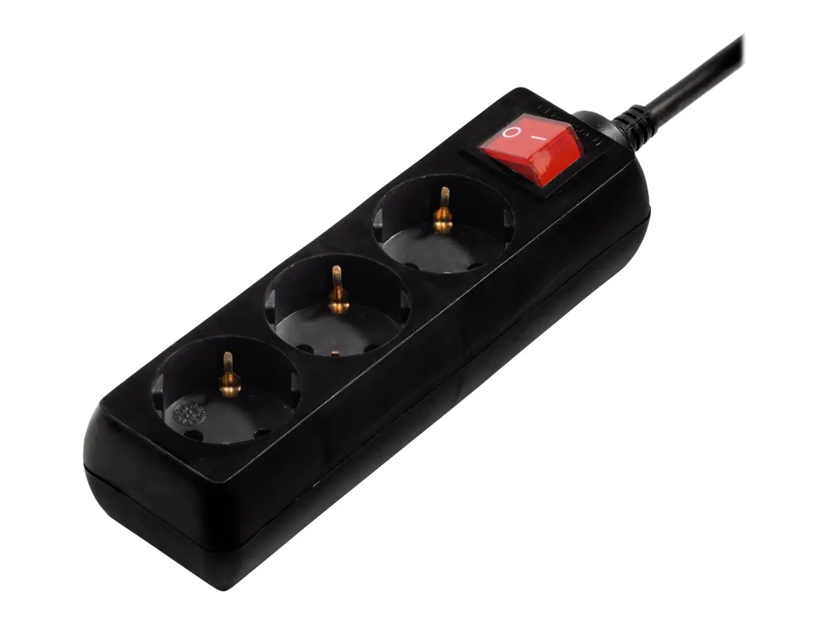 Hama - Steckdosenleiste - Wechselstrom 230 V - 3500 Watt - Ausgangsanschlüsse: 3 - 3 m Schnur - Schwarz