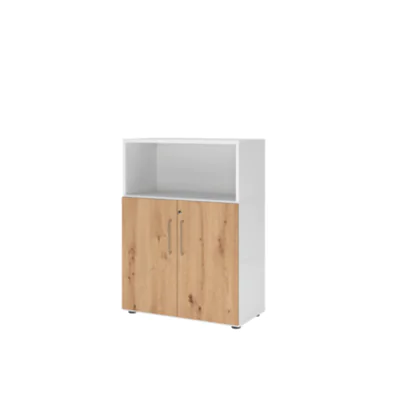 Hammerbacher Regalschrank FlexWall 800 x 1.100 x 417 mm (B x H x T) Flügeltür ohne Rollen Holz