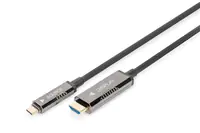 Digitus AOC - Adapterkabel - 24 pin USB-C männlich zu HDMI männlich - 15 m - Support von 4K 60 Hz, Support von 2K 60 Hz, unterstützt 1920 x 1080 bei 120 Hz, bis zu 18 Gbps Datentransferrate, aktiv, HAOC-Kabel (Hybrid Active Optical Cable)