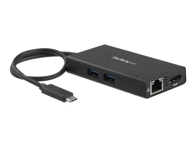 StarTech.com Startech USB-C Multiport Adapter - USB-C Tragbare Docking station mit 4k HDMI - 60W Power Delivery Pass-Through, GbE, 2x USB-A 3.0 Hub - Tragbares Mini USB Typ-C Dock für Laptop (DKT30CHPD)