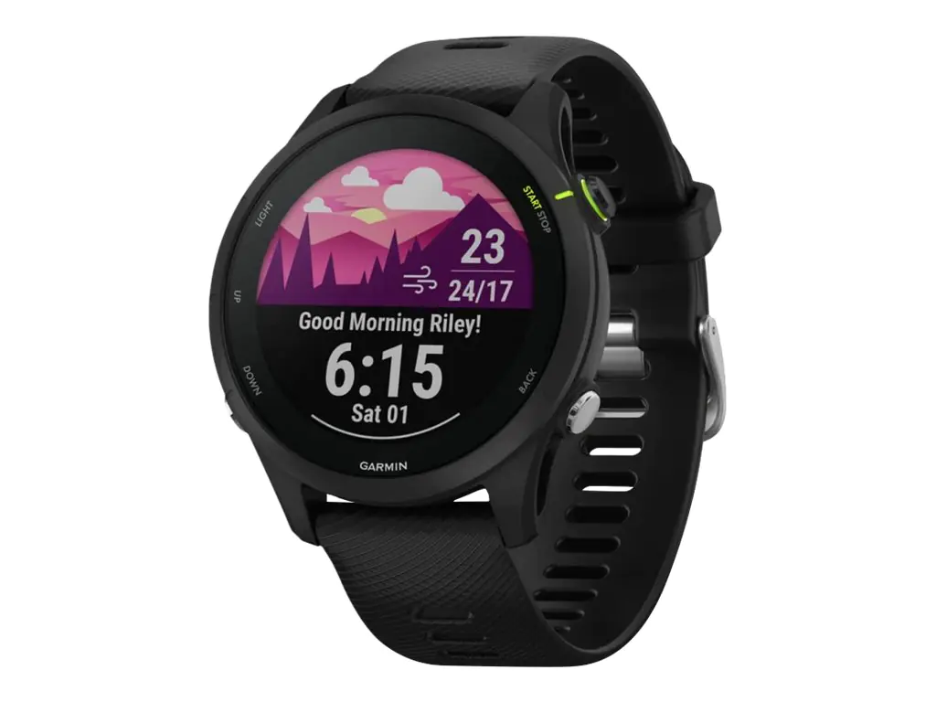 Garmin Forerunner 255 Music - 46 mm - Sportuhr mit Riemen - Silikon - Handgelenkgröße: 130-205 mm - Anzeige 3.3 cm (1.3") - 4 GB - Bluetooth, Wi-Fi, ANT+ - 49 g - Schwarz