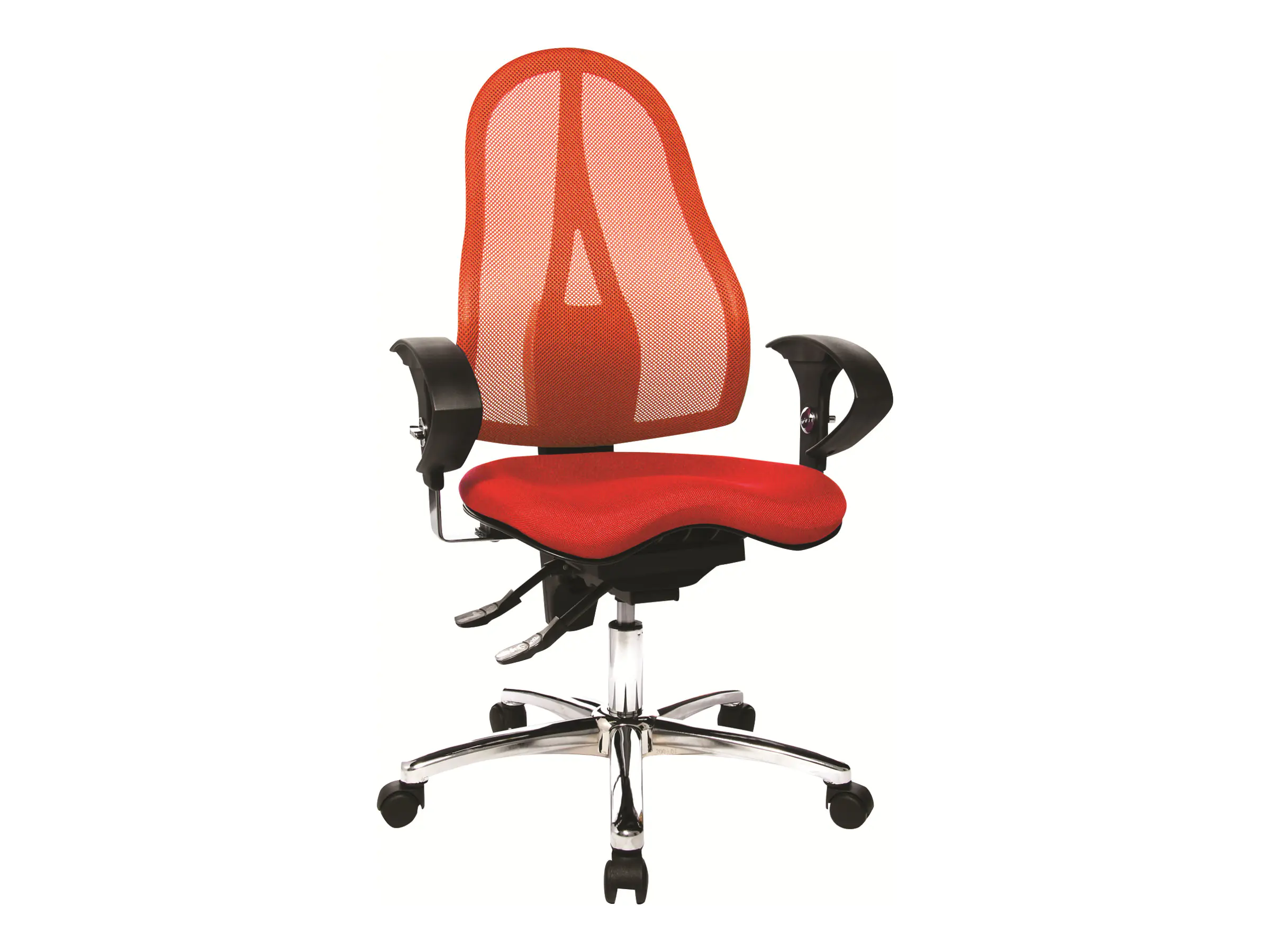 TOPSTAR Bürodrehstuhl Sitness® 15 46-56cm Permanentkontaktmechanik Rolle hart gebremst (für Teppichboden) Stahl, verchromt rot