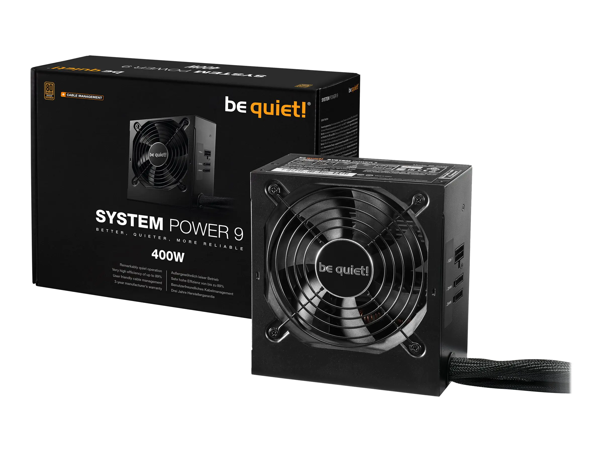 be quiet! System Power 9 400W CM - Netzteil (intern) - ATX12V 2.51 - 80 PLUS Bronze - Wechselstrom 200-240 V - 400 Watt - aktive PFC - Europa
