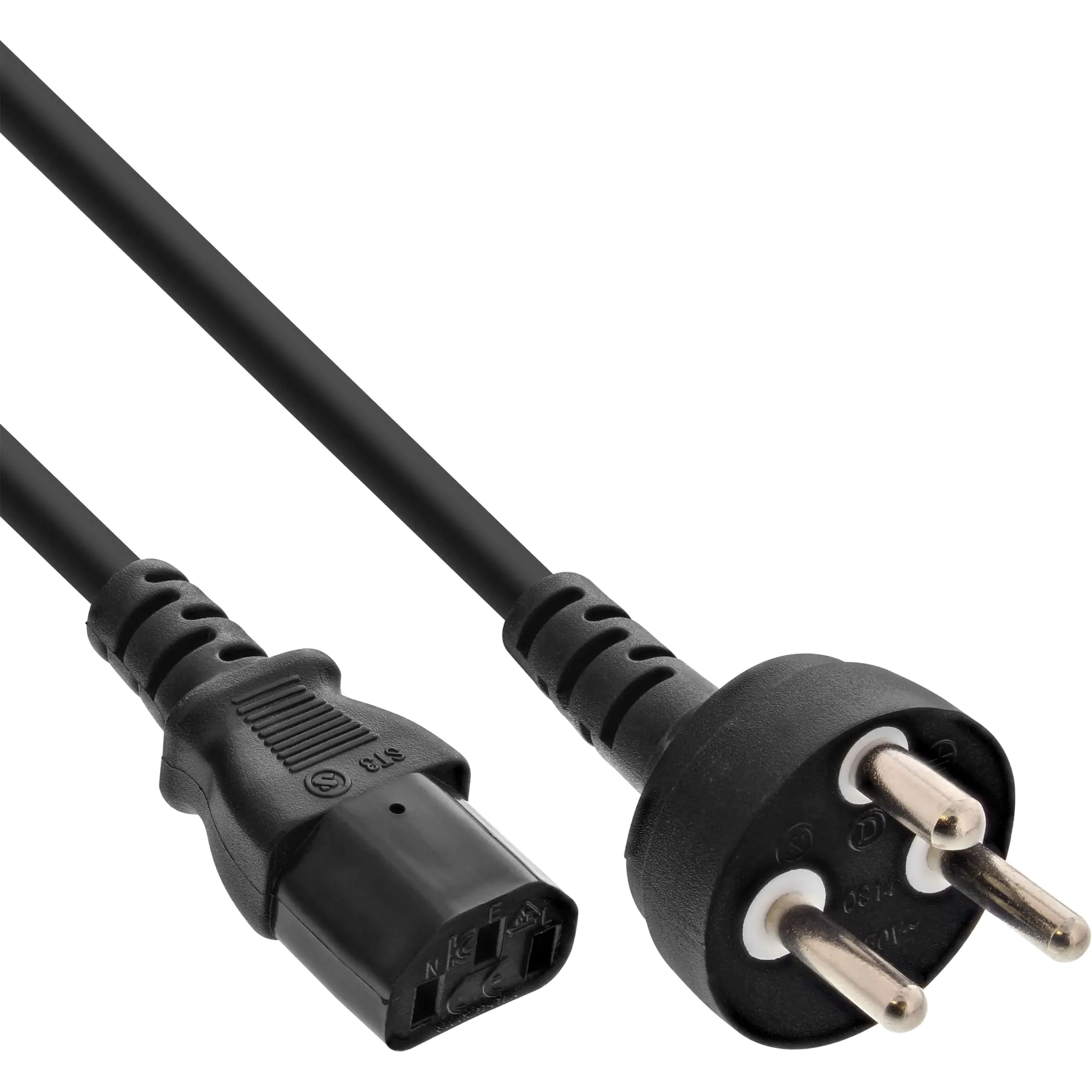 InLine - Stromkabel - Afsnit 107-2-D1 bis IEC 60320 C7 - 250 V - 10 A - 3 m - Schwarz - Dänemark