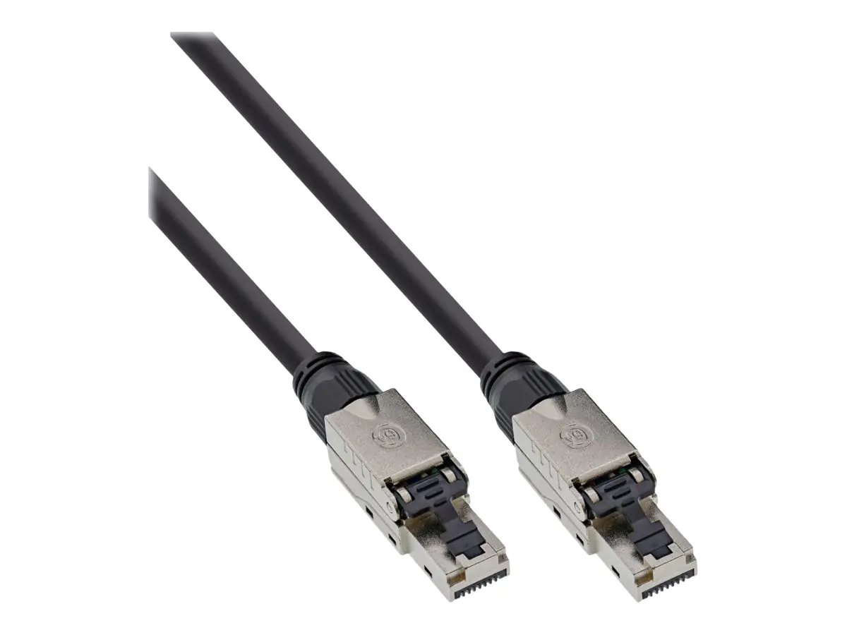 InLine - Patch-Kabel - RJ-45 (M) schraubbar zu RJ-45 (M) schraubbar - 50 m - 7.6 mm - UTP - CAT 6a - halogenfrei, ohne Haken, 4K30Hz Support (HDBaseT) - Schwarz