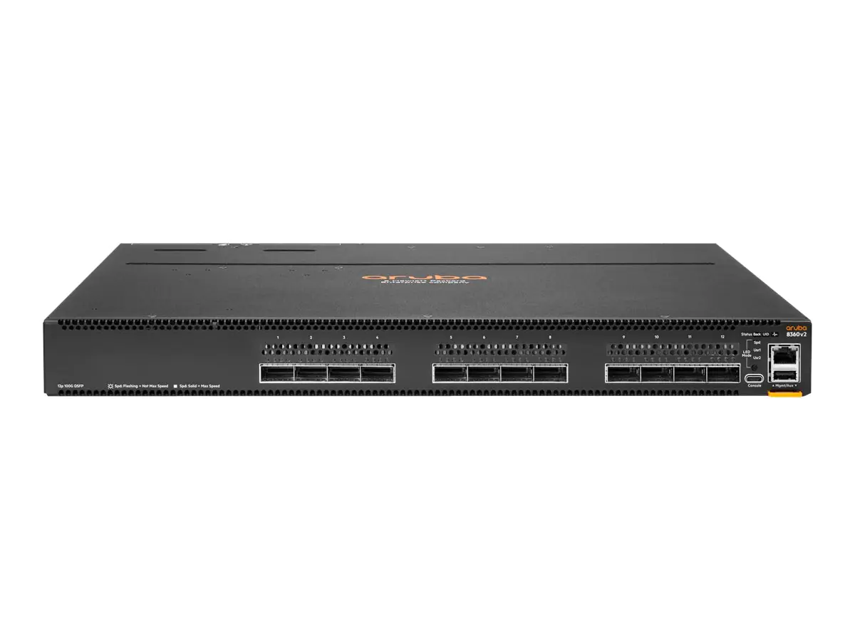 HPE Aruba CX 8360-12C V2 - Switch - L3 - managed - 12 x 100 Gigabit QSFP28 / 40 Gigabit QSFP+ - Luftstrom von hinten nach vorne - an Rack montierbar - AC