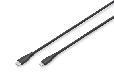 DIGITUS USB Silicone charging cable USB-C - Lightning 0.5m 2.0 60W black - Kabel - Digital/Dat