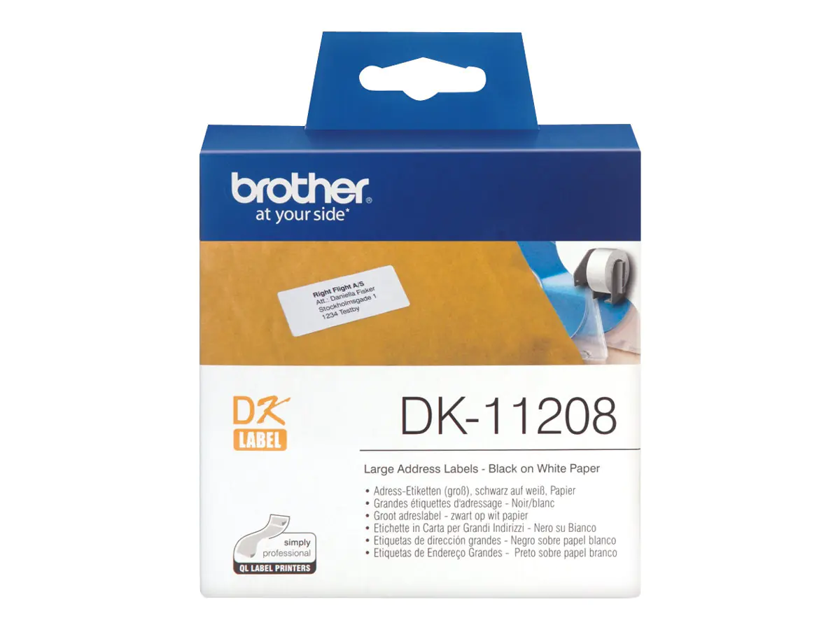Brother DK-11208 - Schwarz auf Weiß - 400 Adressetiketten DK11208