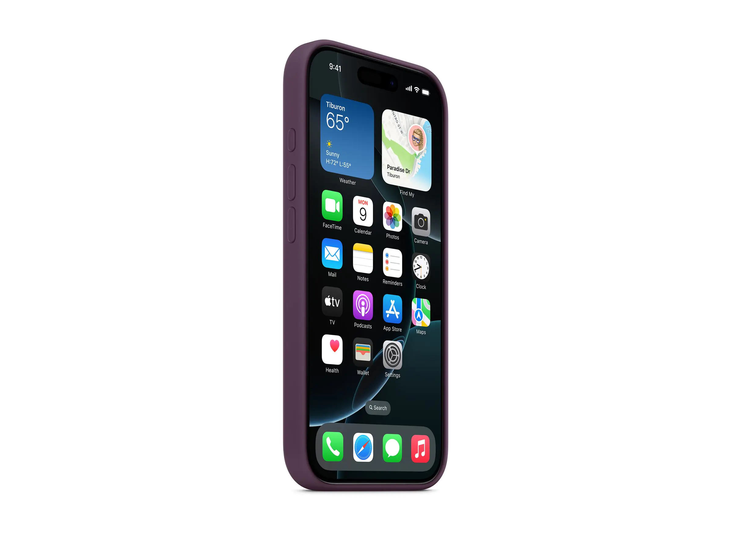 Apple - Hintere Abdeckung für Mobiltelefon - kompatibel mit MagSafe - Silikon - Pflaume - für iPhone 16 Pro