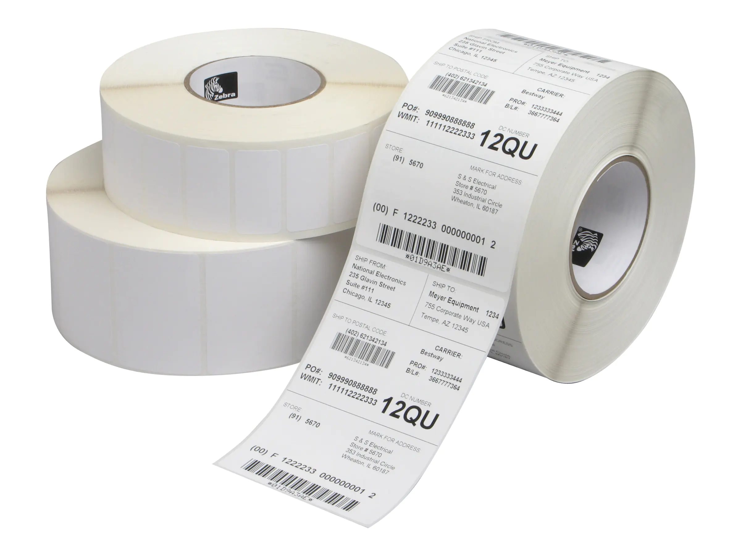 Zebra Z-Perform 1000T - Papier - matt - permanenter Acrylklebstoff - unbeschichtet - 130 Mikron - weiß - 168 x 368 mm 1190 Etikett(en) (1 Rolle(n) x 1190) Etiketten