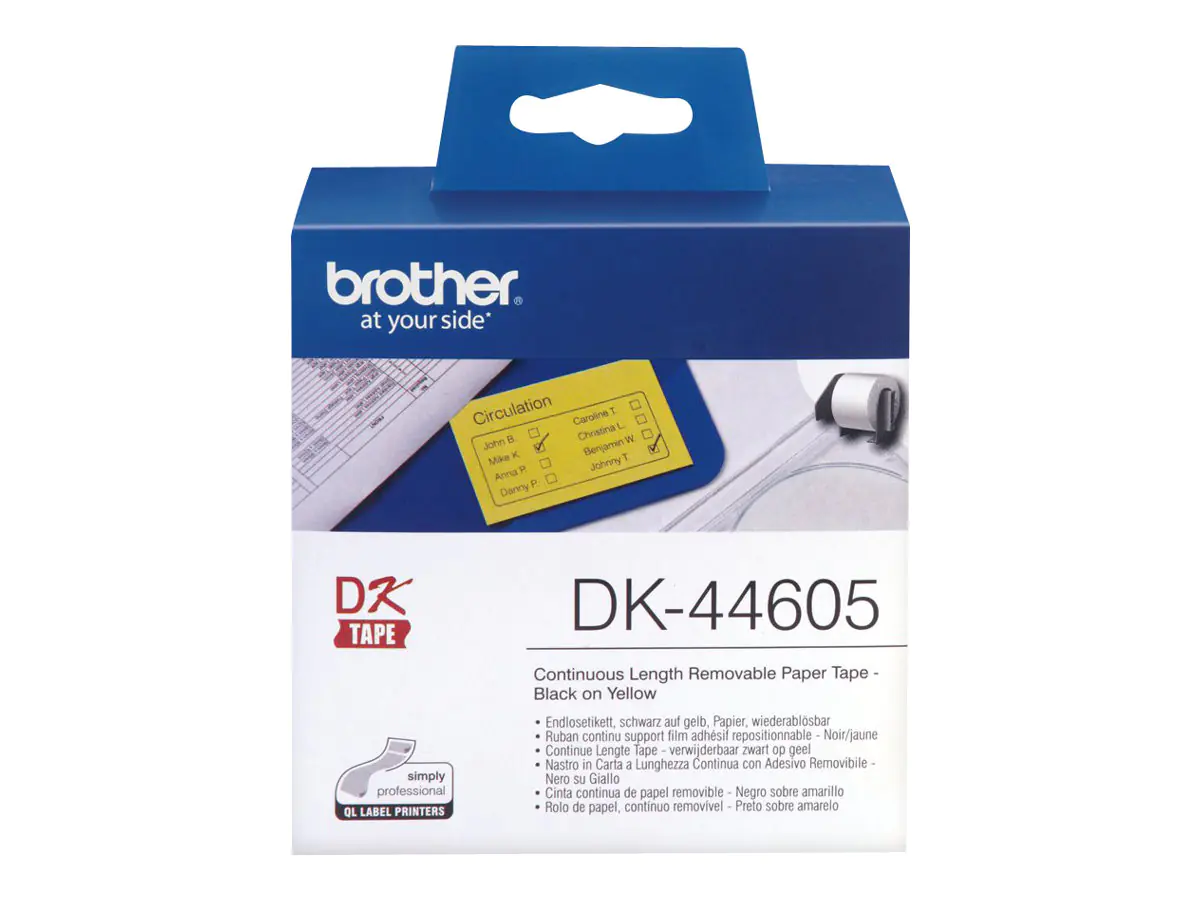 Brother Wiederablösbare Klebeetiketten gelb Papier 6,2cm x 30,5m wiederablösbar